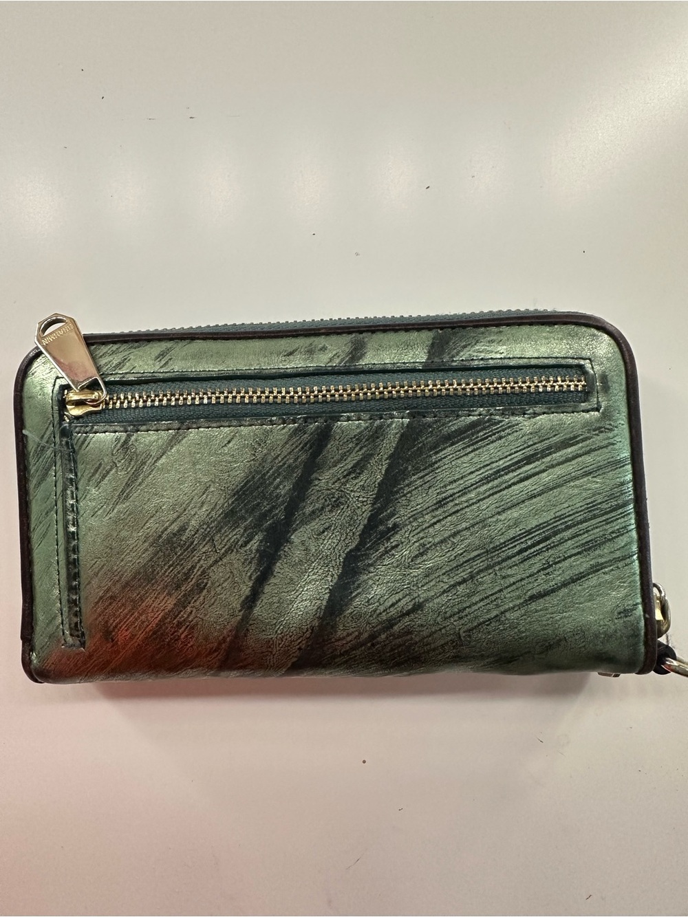 Brahmin Iridescent Green Metallic Zip-Around Wallet - Picture 2 of 5